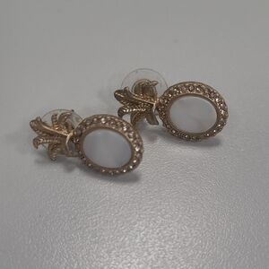 Gold and White Pineapple Stud Earrings